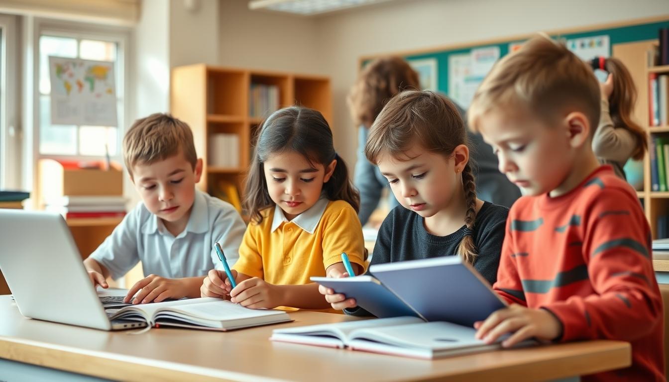 Student using learning strategies while studying